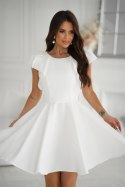 ELEGANCKA SUKIENKA Z FALBANAMI - Ecru