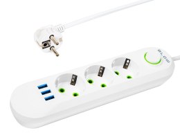 98-216# Przedłużacz sieciowy ps-320 3-gniazda 3xusb 2m biały 2x1mm