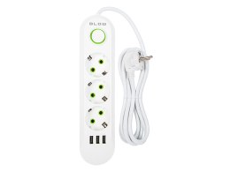 98-216# Przedłużacz sieciowy ps-320 3-gniazda 3xusb 2m biały 2x1mm