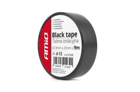Taśma izolacyjna czarna szkot 25mm x 9m amio-01430 Taśma izolacyjna czarna szkot 25mm x 9m amio-01430
