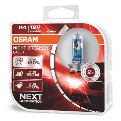 Żarówki halogenowe osram h4 12v 60/55w p43t night breaker laser +150% /2 szt./ Żarówki halogenowe osram h4 12v 60/55w p43t night breaker laser +150% /2 szt./