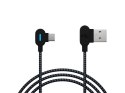 66-157# Przyłącze usb 2.0 a - usb-c 1,5m kątowe plecionka led czarne
