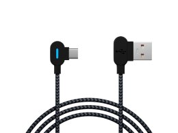 66-157# Przyłącze usb 2.0 a - usb-c 1,5m kątowe plecionka led czarne