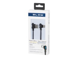 66-157# Przyłącze usb 2.0 a - usb-c 1,5m kątowe plecionka led czarne