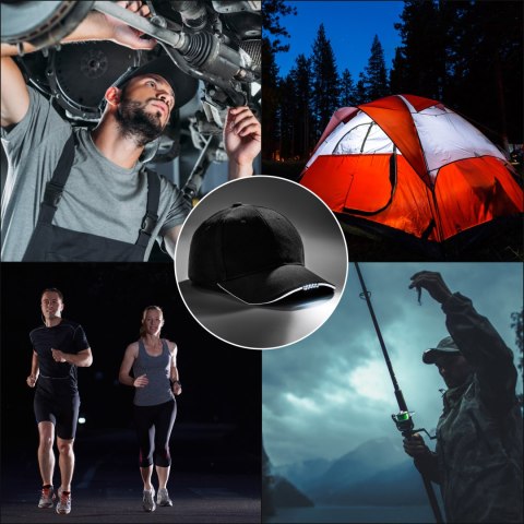 CZAPKA LED LATARKA DASZKIEM WĘDKARSKA DLA WĘDKARZA