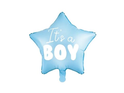 BALON FOLIOWY "IT'S A BOY" NA BABY SHOWER GWIAZDA NIEBIESKA 48CM BALON FOLIOWY "IT'S A BOY" NA BABY SHOWER GWIAZDA NIEBIESKA 48CM