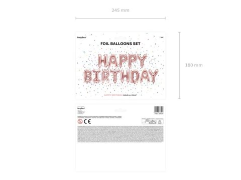 BALON FOLIOWY DEKORACJA URODZINOWA HAPPY BIRTHDAY RÓŻOWE ZŁOTO 340CM X 35CM BALON FOLIOWY DEKORACJA URODZINOWA HAPPY BIRTHDAY RÓŻOWE ZŁOTO 340CM X 35CM