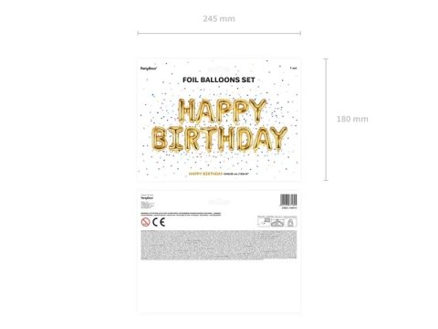 BALON FOLIOWY DEKORACJA URODZINOWA HAPPY BIRTHDAY ZŁOTA 340CM X 35CM BALON FOLIOWY DEKORACJA URODZINOWA HAPPY BIRTHDAY ZŁOTA 340CM X 35CM