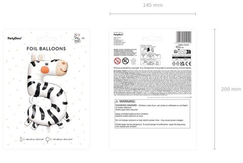 BALON FOLIOWY URODZINOWY CYFRA "5" - ZEBRA 42X81 CM BALON FOLIOWY URODZINOWY CYFRA "5" - ZEBRA 42X81 CM