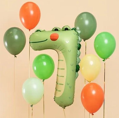 BALON FOLIOWY URODZINOWY CYFRA "7" - KROKODYL 49X73 CM BALON FOLIOWY URODZINOWY CYFRA "7" - KROKODYL 49X73 CM