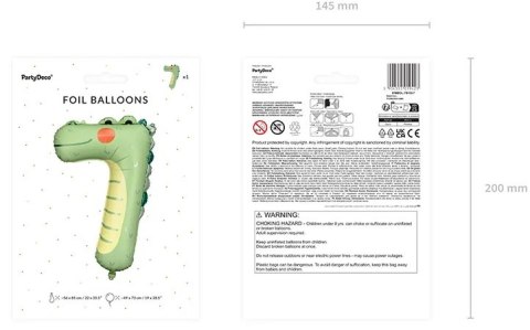 BALON FOLIOWY URODZINOWY CYFRA "7" - KROKODYL 49X73 CM BALON FOLIOWY URODZINOWY CYFRA "7" - KROKODYL 49X73 CM