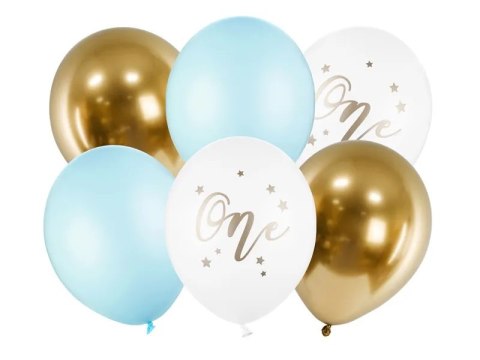 BALONY URODZINOWE PASTEL LIGHT BLUE BIAŁY ZŁOTY NIEBIESKI 30CM 6 SZTUK BALONY URODZINOWE PASTEL LIGHT BLUE BIAŁY ZŁOTY NIEBIESKI 30CM 6 SZTUK