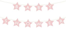 BANER NAPIS NA BABY SHOWER GWIAZDKI JASNORÓŻOWE 290CM X 16,5CM