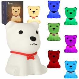 LAMPKA NOCNA DLA DZIECI SILIKONOWA DOTYKOWA MIĘKKA 8 LED USB RGB BIAŁA PIESEK