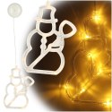 LAMPKI LED WISZĄCA DEKORACJA ŚWIĄTECZNA OKNA BAŁWANEK 49CM PRZYSSAWKA 10 LED