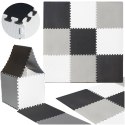 MATA EDUKACYJNA PIANKOWA PUZZLE SZARA 180 X 180 CM 9 ELEMENTÓW