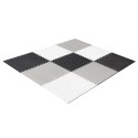 MATA EDUKACYJNA PIANKOWA PUZZLE SZARA 180 X 180 CM 9 ELEMENTÓW