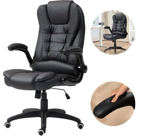 Fotel Biurowy Ze Składanymi Podłokietnikami i Funkcją Odchylania Czarny PAKO 921-731V81BK