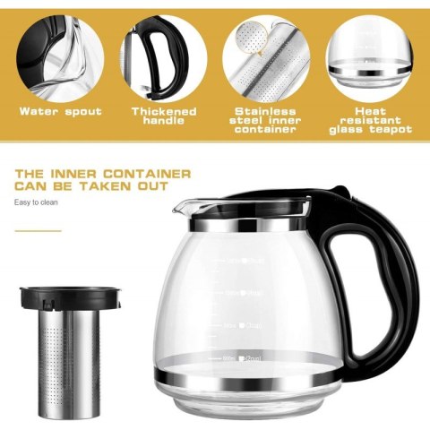 Żaroodporny dzbanek z zaparzaczem i pokrywką 2000 ml - DZ08