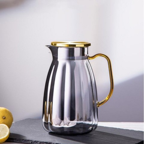 Zestaw - dzbanek z falowanymi ściankami z pokrywką + 2 szklanki - DZ07