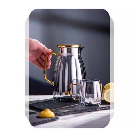 Zestaw - dzbanek z falowanymi ściankami z pokrywką + 2 szklanki - DZ07