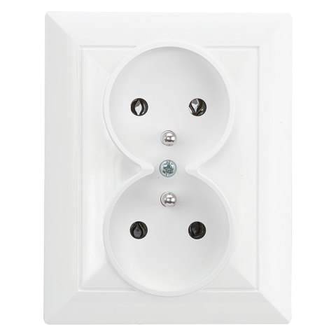 Gniazdo podwójne p/t 2x2P+Z Pearl, 16A, 250V, PT-6 P, biały Gniazdo podwójne p/t 2x2P+Z Pearl, 16A, 250V, PT-6 P, biały