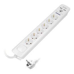 Listwa przeciwprzepięciowa, 6 gniazd 2P+Z (schuko), kabel 3x1,5mm?, długość 3m, z wyłącznikiem podświetlanym dwutorowym. 16A/230