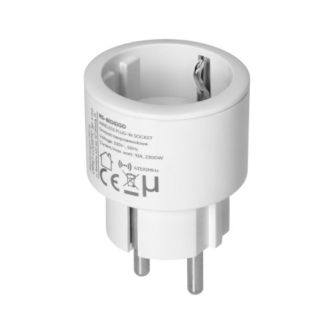 Zestaw bezprzewodowych gniazd MINI Schuko, sterowanych pilotem 1+1, 2300W Zestaw bezprzewodowych gniazd MINI Schuko, sterowanych pilotem 1+1, 2300W