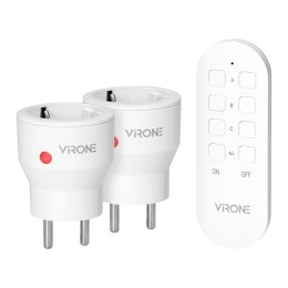 Zestaw bezprzewodowych gniazd MINI Schuko, sterowanych pilotem 2+1, 2300W
