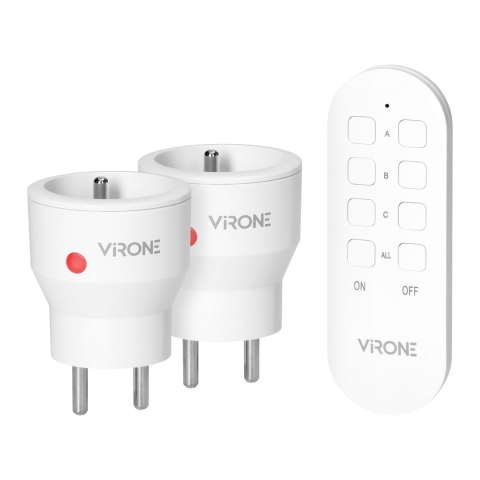 Zestaw bezprzewodowych gniazd MINI, sterowanych pilotem 2+1, 2300W Zestaw bezprzewodowych gniazd MINI, sterowanych pilotem 2+1, 2300W