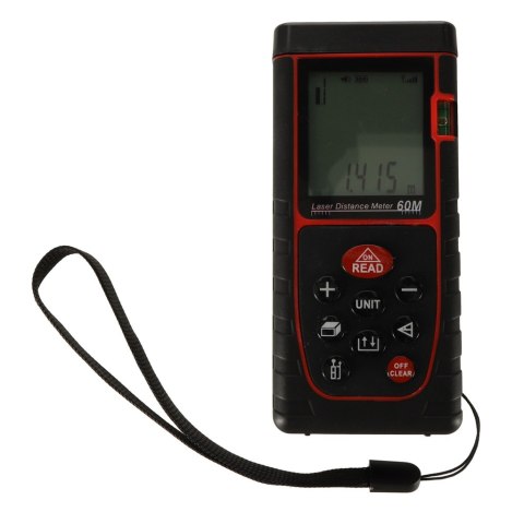 DALMIERZ LASEROWY MIERNIK ODLEGŁOŚCI CYFROWY WODOODPORNY IP54 3MM/60M POKROWIEC ZASILANIE BATERYJNE KAFUWELL DALMIERZ LASEROWY MIERNIK ODLEGŁOŚCI CYFROWY WODOODPORNY IP54 3MM/60M POKROWIEC ZASILANIE BATERYJNE KAFUWELL