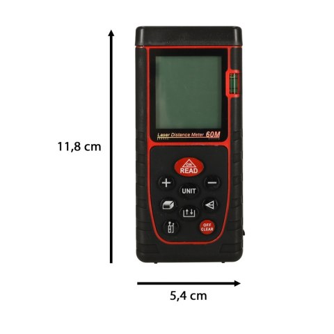 DALMIERZ LASEROWY MIERNIK ODLEGŁOŚCI CYFROWY WODOODPORNY IP54 3MM/60M POKROWIEC ZASILANIE BATERYJNE KAFUWELL DALMIERZ LASEROWY MIERNIK ODLEGŁOŚCI CYFROWY WODOODPORNY IP54 3MM/60M POKROWIEC ZASILANIE BATERYJNE KAFUWELL