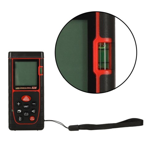 DALMIERZ LASEROWY MIERNIK ODLEGŁOŚCI CYFROWY WODOODPORNY IP54 3MM/60M POKROWIEC ZASILANIE BATERYJNE KAFUWELL DALMIERZ LASEROWY MIERNIK ODLEGŁOŚCI CYFROWY WODOODPORNY IP54 3MM/60M POKROWIEC ZASILANIE BATERYJNE KAFUWELL