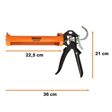 PISTOLET WYCISKACZ DO SILIKONU AKRYLU KLEJU KARTUSZY MAS OBROTOWY KORPUS 360 255MM WOKIN PISTOLET WYCISKACZ DO SILIKONU AKRYLU KLEJU KARTUSZY MAS OBROTOWY KORPUS 360 255MM WOKIN