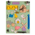 TABLICA MANIPULACYJNA DREWNIANA DWUSTRONNA FARMA ZIELONA 28 X 37,5 X 50 CM