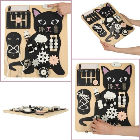 TABLICA MANIPULACYJNA SENSORYCZNA KOTEK LULILO KICIAO TABLICA MANIPULACYJNA SENSORYCZNA KOTEK LULILO KICIAO