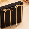 Kolczyki wiszące KOKARDKI żyłka złote eleganckie 3,7 x 10cm K1695
