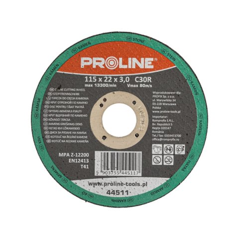 Tarcza do cięcia kamienia, t41, 115x3.0x22c30r proline Tarcza do cięcia kamienia, t41, 115x3.0x22c30r proline