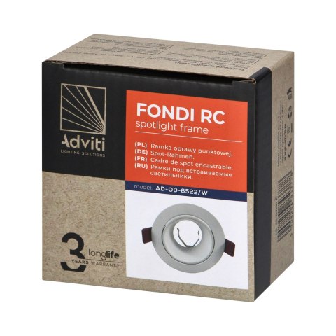 FONDI RC ramka dekoracyjna oprawy punktowej, MR16/GU10 max. 50W, okrągła, stała, aluminiowa, biała FONDI RC ramka dekoracyjna oprawy punktowej, MR16/GU10 max. 50W, okrągła, stała, aluminiowa, biała