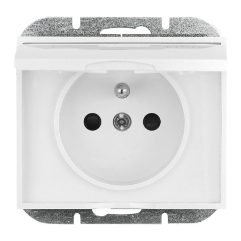 Gniazdo pojedyncze p/t 2P+Z bryzgoszczelne z klapką Onyx, 16A, 250V, PT-16OH, biały Gniazdo pojedyncze p/t 2P+Z bryzgoszczelne z klapką Onyx, 16A, 250V, PT-16OH, biały