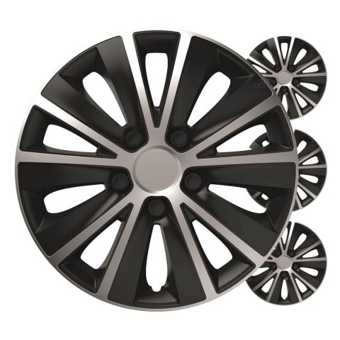 Kołpaki samochodowe 4szt. komplet rapide czarno srebrne 14" cali color box