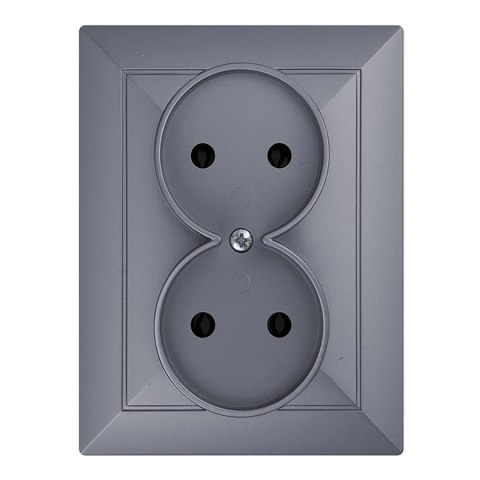 Gniazdo podwójne p/t 2x2P Pearl, 16A, 250V, PT-5 P, antracyt Gniazdo podwójne p/t 2x2P Pearl, 16A, 250V, PT-5 P, antracyt