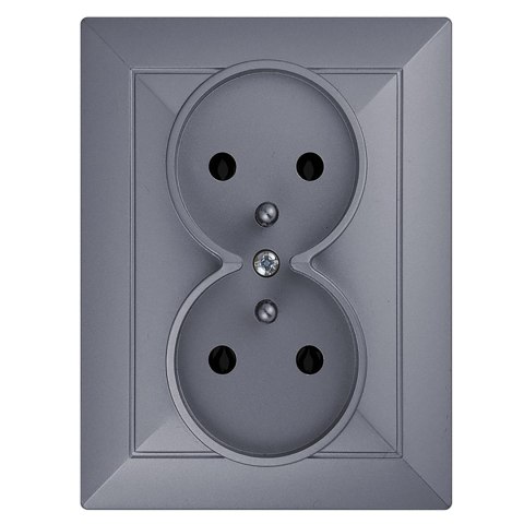 Gniazdo podwójne p/t 2x2P+Z Pearl, 16A, 250V, PT-6 P, antracyt Gniazdo podwójne p/t 2x2P+Z Pearl, 16A, 250V, PT-6 P, antracyt