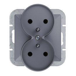 Gniazdo podwójne p/t 2x2P+Z Pearl, 16A, 250V, PT-6 PR, antracyt