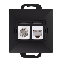 Gniazdo pojed. typu F + Gniazdo 1xRJ45 Cat6 Pearl, TV/F+RJ45/P, czarny