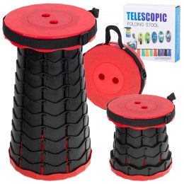 KRZESŁO SKŁADANE TABORET TELESKOPOWY TURYSTYCZNY PRZENOŚNY CZERWONY 200KG