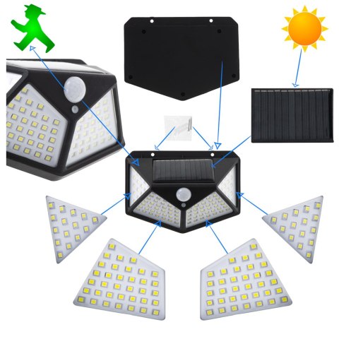 LAMPA SOLARNA CZUJNIK RUCHU I ZMIERZCHU 100 LED LAMPA SOLARNA CZUJNIK RUCHU I ZMIERZCHU 100 LED
