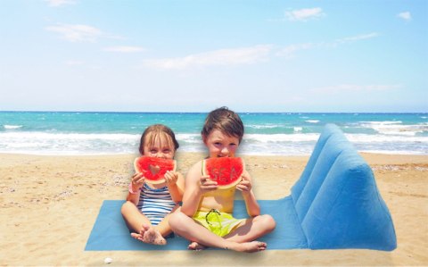 LEŻAK PLAŻOWY MATA PLAŻOWA Z OPARCIEM SKŁADANY DMUCHANY BŁĘKITNY LEŻAK PLAŻOWY MATA PLAŻOWA Z OPARCIEM SKŁADANY DMUCHANY BŁĘKITNY