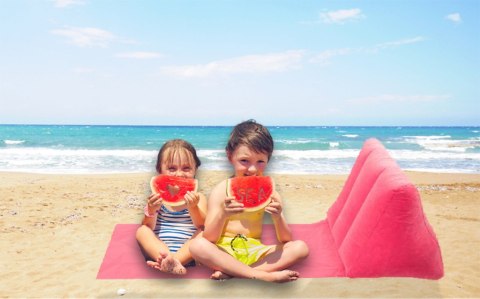 LEŻAK PLAŻOWY MATA PLAŻOWA Z OPARCIEM SKŁADANY DMUCHANY RÓŻOWY LEŻAK PLAŻOWY MATA PLAŻOWA Z OPARCIEM SKŁADANY DMUCHANY RÓŻOWY