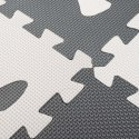 MATA EDUKACYJNA DLA DZIECI PIANKOWA PUZZLE SZARA 85 X 85 CM 9 ELEMENTÓW